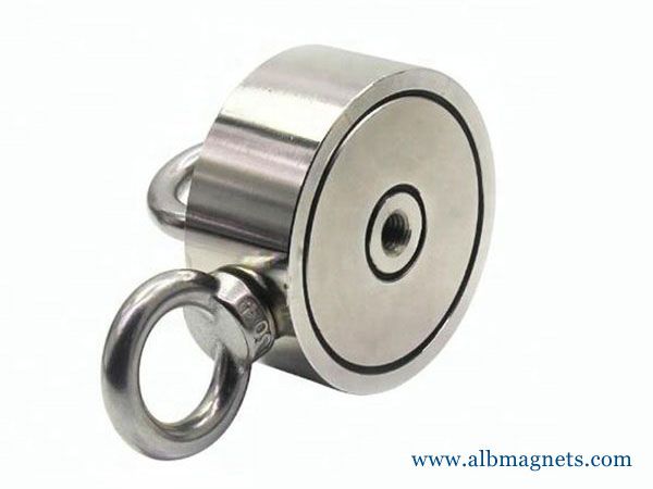 330Lbs 150 KG Strong Neodymium Fishing Magnets Pulling Force Rare Earth Magnet with Hole Eyebolt for Retrieving in River and Magnetic Fishing 